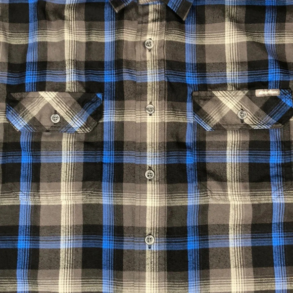 Eddie Bauer Men's Blue Black Gray Plaid Flannel Long Sleeve Shirt | Size TXL - Picture 3 of 8